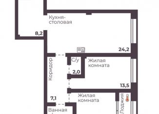 2-ком. квартира на продажу, 70.9 м2, Челябинск