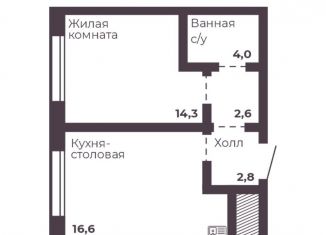 1-комнатная квартира на продажу, 40.3 м2, Челябинск