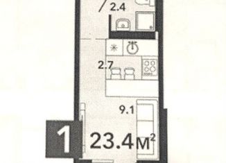 Квартира на продажу студия, 23.4 м2, село Засечное, ЖК Радужные Дворы, Фонтанная улица, с70