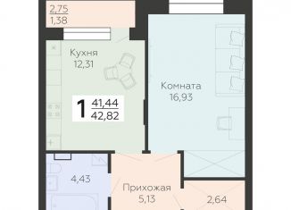 Продажа однокомнатной квартиры, 42.8 м2, Воронеж, улица Независимости, 78, Коминтерновский район