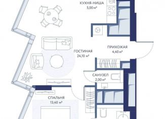 Продается двухкомнатная квартира, 53.1 м2, Москва, 1-й Сетуньский проезд, вл8, район Раменки