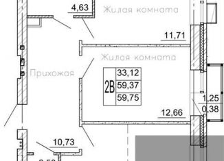 Двухкомнатная квартира на продажу, 60 м2, Воронеж, площадь Ленина