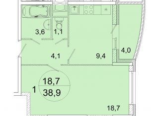 Продается однокомнатная квартира, 38.9 м2, Ивантеевка, улица Прокудина, 2