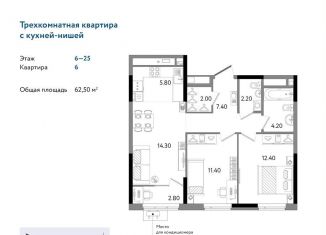 Продам 3-комнатную квартиру, 62.5 м2, Ижевск