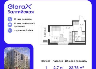 Квартира на продажу студия, 22.8 м2, Санкт-Петербург, Адмиралтейский район, улица Шкапина, 15