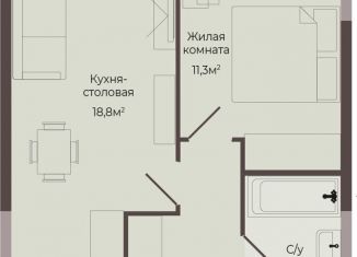 1-комнатная квартира на продажу, 41.8 м2, Нижний Новгород, метро Парк Культуры