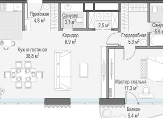 Продажа 1-комнатной квартиры, 110.5 м2, Москва, район Якиманка