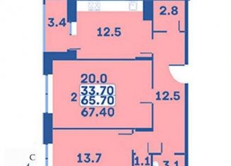 2-комнатная квартира на продажу, 67.4 м2, поселение Первомайское, жилой комплекс Эдельвейс, к4Б