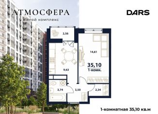 Продам 1-комнатную квартиру, 35.1 м2, Ульяновск, жилой комплекс Атмосфера, 5