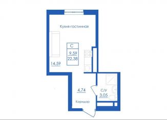 Квартира на продажу студия, 22.4 м2, село Михайловка, Новоуфимская улица, 13