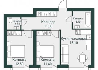 Продажа двухкомнатной квартиры, 56.3 м2, Челябинская область