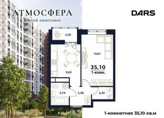 Продается однокомнатная квартира, 35.1 м2, Ульяновск, жилой комплекс Атмосфера, 5, Заволжский район