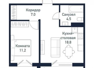1-комнатная квартира на продажу, 40.5 м2, Челябинская область