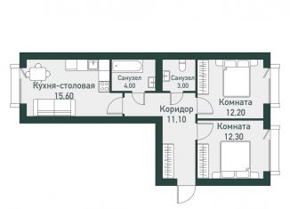 Продам 2-ком. квартиру, 61.3 м2, посёлок Западный