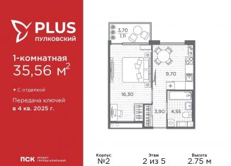 Продажа 1-комнатной квартиры, 35.6 м2, Санкт-Петербург, метро Звёздная