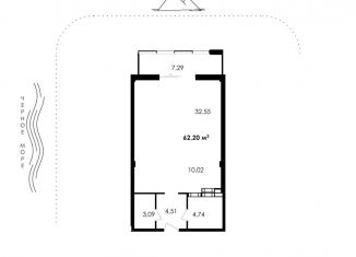 Продается однокомнатная квартира, 62.2 м2, Алушта