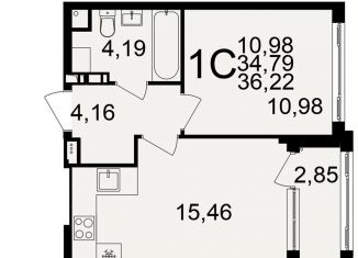 Продается 1-комнатная квартира, 36.2 м2, Тульская область