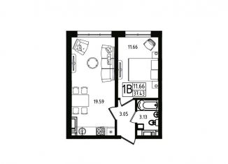 1-комнатная квартира на продажу, 37.4 м2, аул Новая Адыгея, Песочная улица