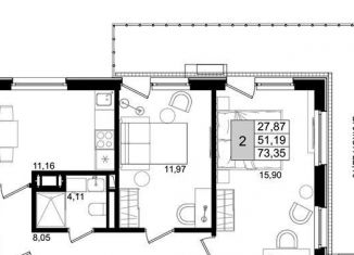 Продам двухкомнатную квартиру, 73.4 м2, Анапа