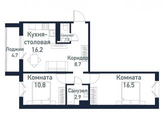 Продается двухкомнатная квартира, 56.4 м2, Челябинская область