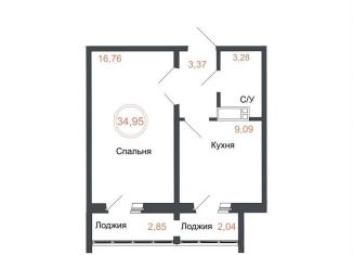 Продается однокомнатная квартира, 35 м2, Челябинская область, Днепропетровская улица, 5.3.1