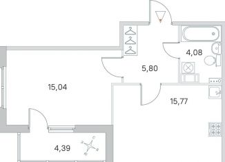 Продажа 1-комнатной квартиры, 42.9 м2, посёлок Стрельна