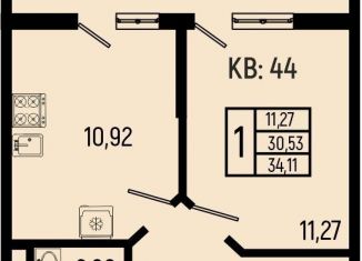 Продается 1-комнатная квартира, 34.1 м2, село Небуг