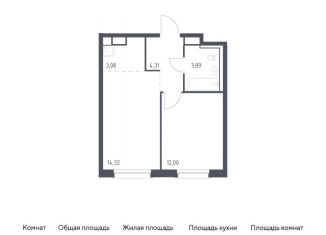 1-комнатная квартира на продажу, 37.6 м2, Мурино