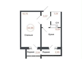 Продается 1-ком. квартира, 35 м2, Челябинская область, Днепропетровская улица, 5.3.1