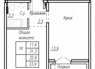 Продаю квартиру свободная планировка, 32.6 м2, Барнаул, улица Антона Петрова, 210Б