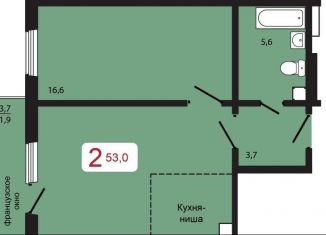 Продаю 1-комнатную квартиру, 53 м2, Красноярск, Складская улица, 34А, ЖК КБС. Берег
