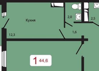 Продаю однокомнатную квартиру, 44.6 м2, Красноярск, Складская улица, 34А, ЖК КБС. Берег