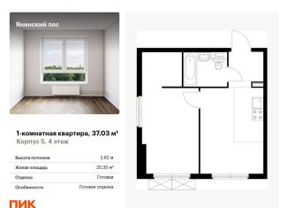 Продам 1-ком. квартиру, 37 м2, городской посёлок Янино-1, жилой комплекс Янинский Лес, 6
