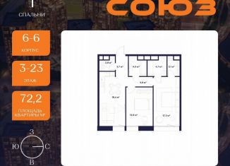 Продается двухкомнатная квартира, 72.2 м2, Москва, ЖК Союз, к3, район Ростокино