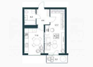 Продается 1-комнатная квартира, 38.9 м2, Липецк, Минская улица, 6Б