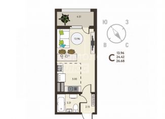 1-ком. квартира на продажу, 46.3 м2, Липецк, улица Механизаторов, 15А