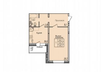 Продам 1-комнатную квартиру, 48.2 м2, Липецк