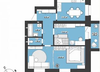 Продажа 2-комнатной квартиры, 65.3 м2, Чита