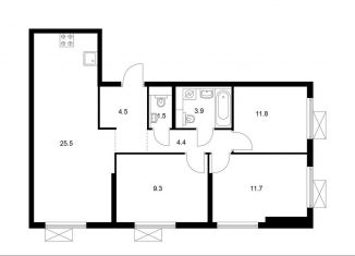 Продается трехкомнатная квартира, 72.6 м2, Москва, метро Братиславская, ЖК Люблинский Парк, 14.1