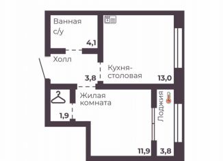 Продается 1-ком. квартира, 34.7 м2, Челябинск, Тракторозаводский район, проспект Ленина, 1