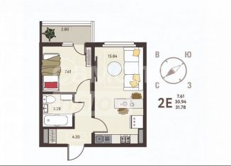 Продаю 1-комнатную квартиру, 31.8 м2, Липецк