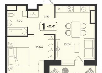Продается 1-ком. квартира, 40.4 м2, Тюмень, ЖК Горизонт