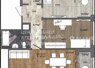 Продажа двухкомнатной квартиры, 64.6 м2, Рязань