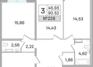 3-комнатная квартира на продажу, 90.5 м2, Королёв, улица Калинина, 11