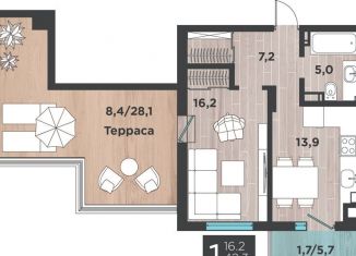 Продается 1-комнатная квартира, 52.4 м2, Калининградская область, 3-я Большая Окружная улица, 243к1