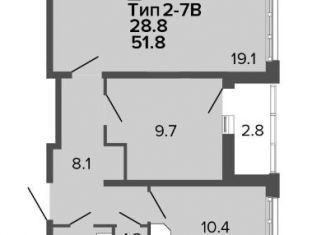 Продаю 2-комнатную квартиру, 51 м2, Санкт-Петербург, Комендантский проспект, 60к3, Комендантский проспект