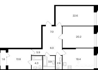 3-комнатная квартира на продажу, 102.3 м2, Москва, Новочерёмушкинская улица, 17, ЖК Новочерёмушкинская 17