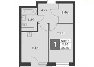 Продается 1-комнатная квартира, 36.4 м2, Екатеринбург, улица Громова, 26, ЖК Миллениум