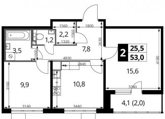 Продажа 2-комнатной квартиры, 53.1 м2, Москва, станция Водники, Ленинградское шоссе, 228к4