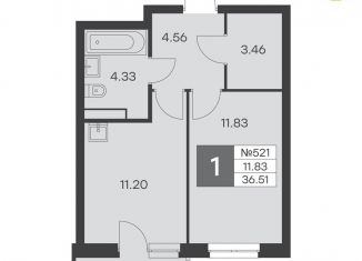 Продам 1-комнатную квартиру, 36.5 м2, Екатеринбург, улица Громова, 26, ЖК Миллениум